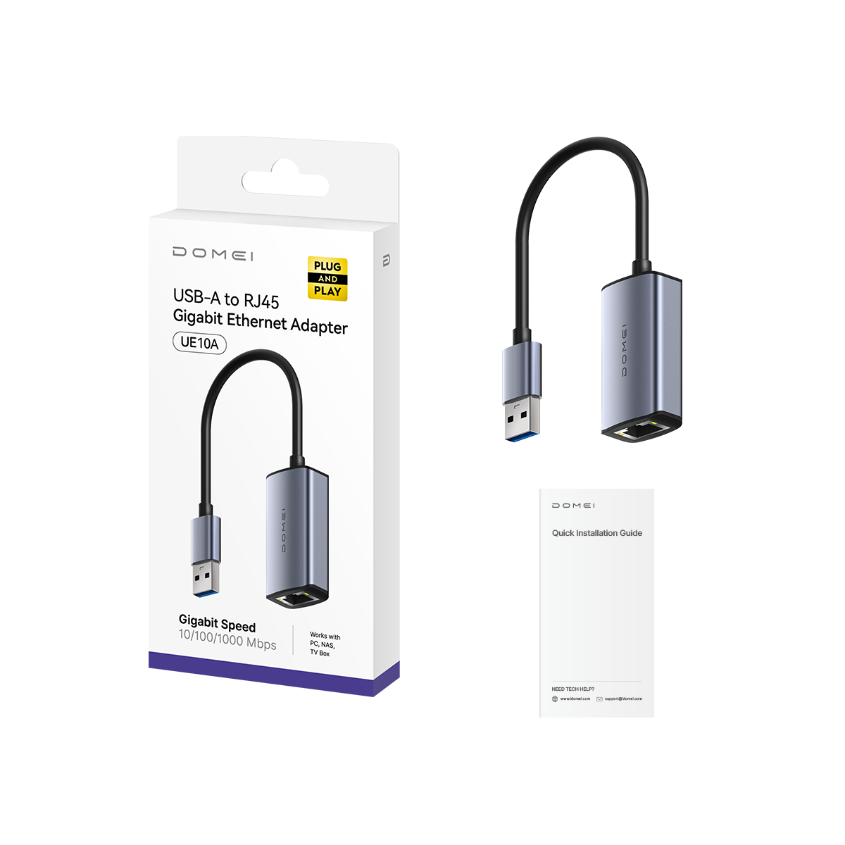 USB-A to Gigabit Ethernet Adapter, UE10A 1.0