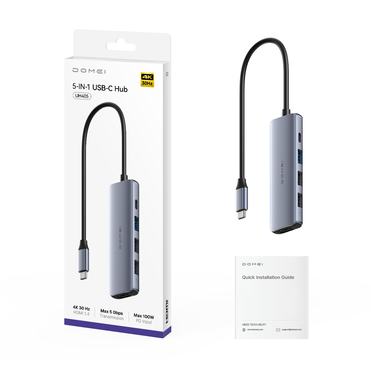 5-In-1 HDMI 4K USB-C Hub, UH405 1.0