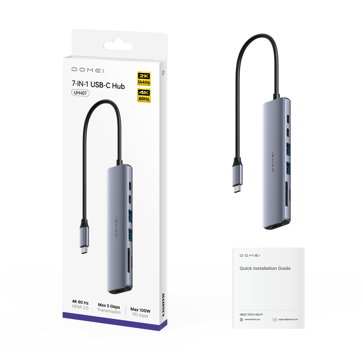 7-In-1 HDMI SD/TF 4K USB-C Hub, UH407 1.0